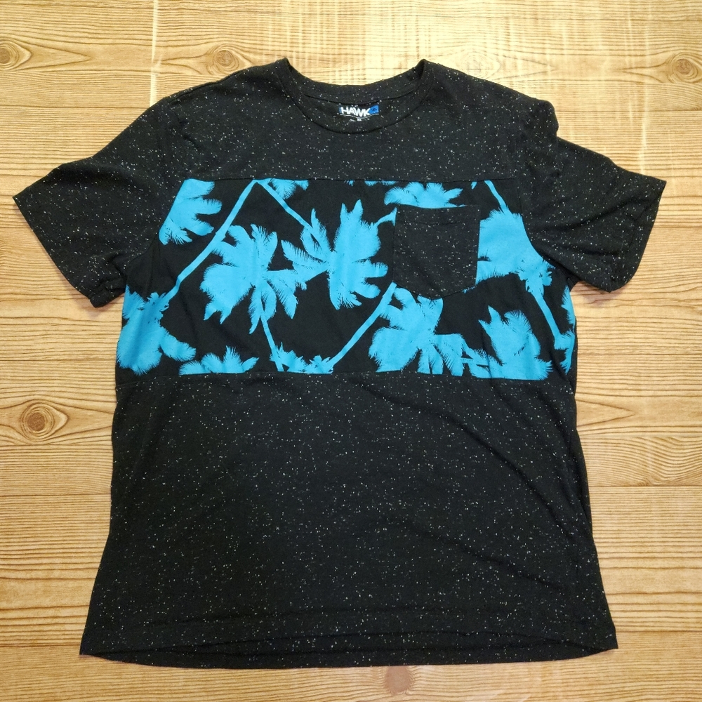 Tony Hawk Black T-Shirt with Blue Palm Trees Sz XL